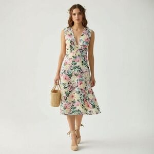 Faithfull The Brand Reverie Floral Sleeveless Midi Dress - Retro Cottagecore - S